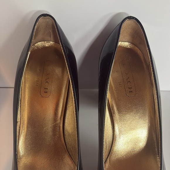 Coach Vintage Fern Patent Leather Pumps Black Size 8 - Picture 2 of 8